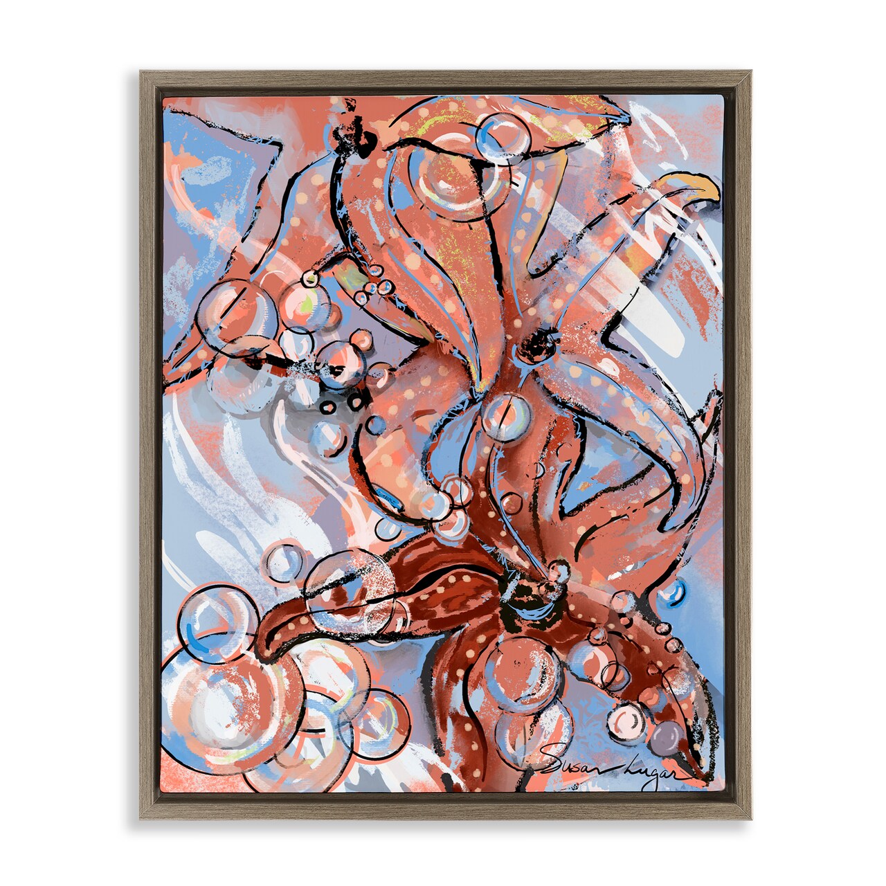 Stupell Industries Aquatic Starfish And Bubbles Floating Frame, design by Susan Lugar